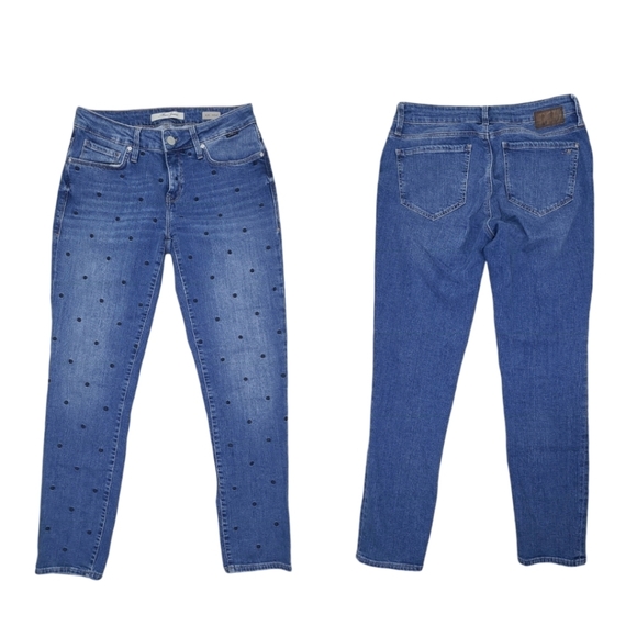 Mavi ADA Boyfriend Embroidered Polka Dot Blue Stretch Ankle Jeans Size 27 - Picture 3 of 16